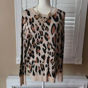 Nwt Target A New Day animal print lightweight long sleeve sweater large